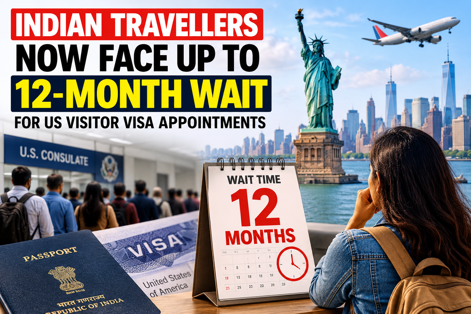 US Dream Delayed: Indian Travellers Now Waiting Up to 12 Months for Visitor Visa Appointments